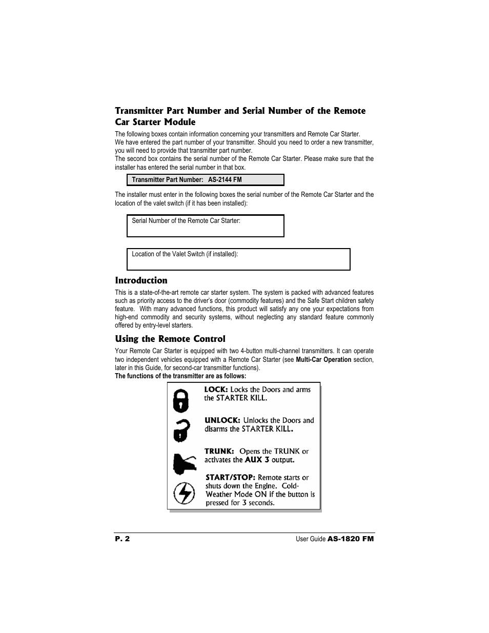 Autostart AS-1820 FM User Manual | Page 2 / 8