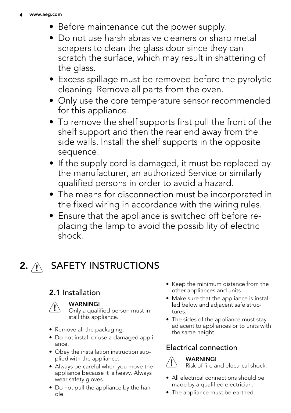 Safety instructions | AEG BE3003021W User Manual | Page 4 / 48