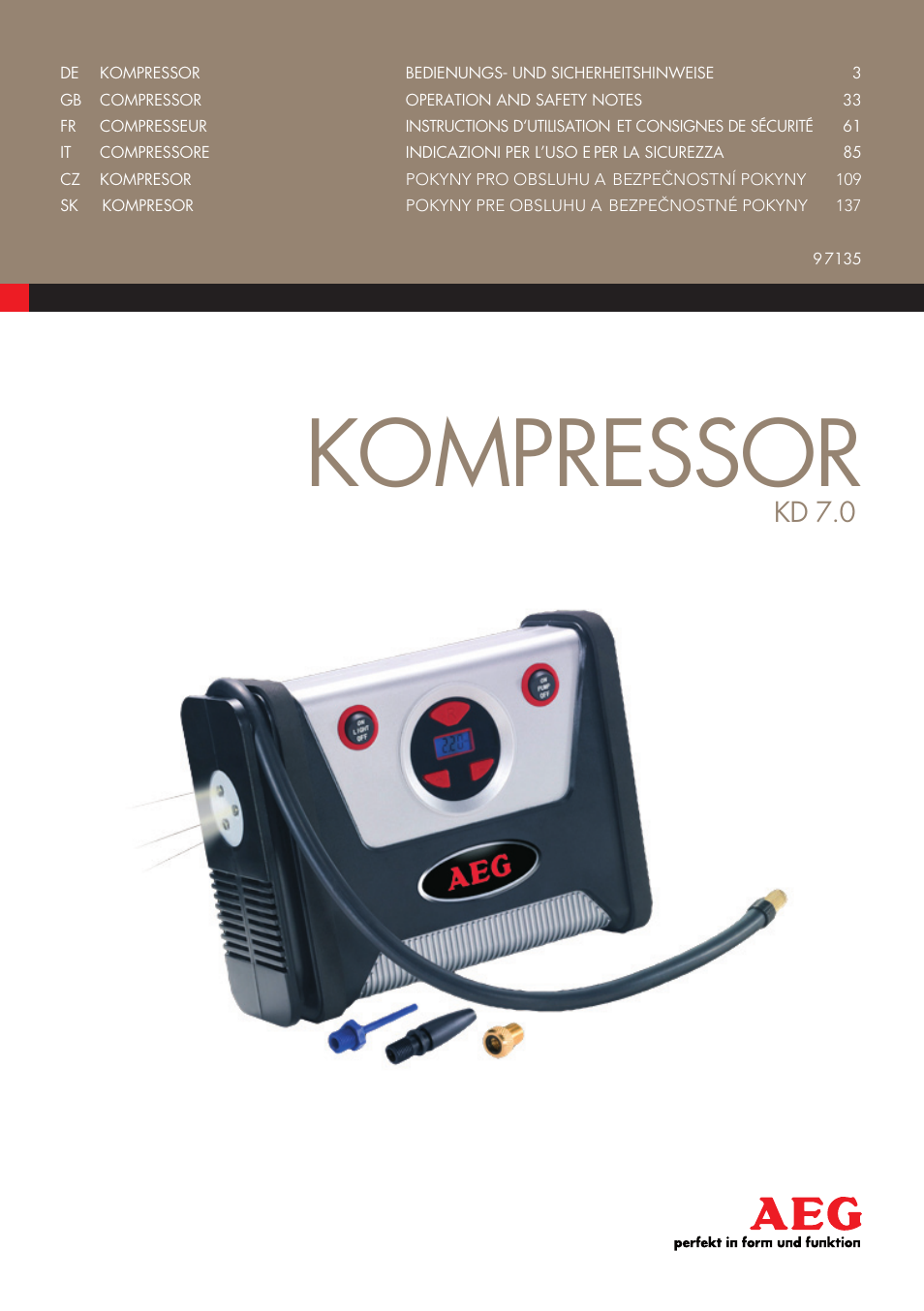 AEG Compressor KD 7.0 User Manual | 23 pages