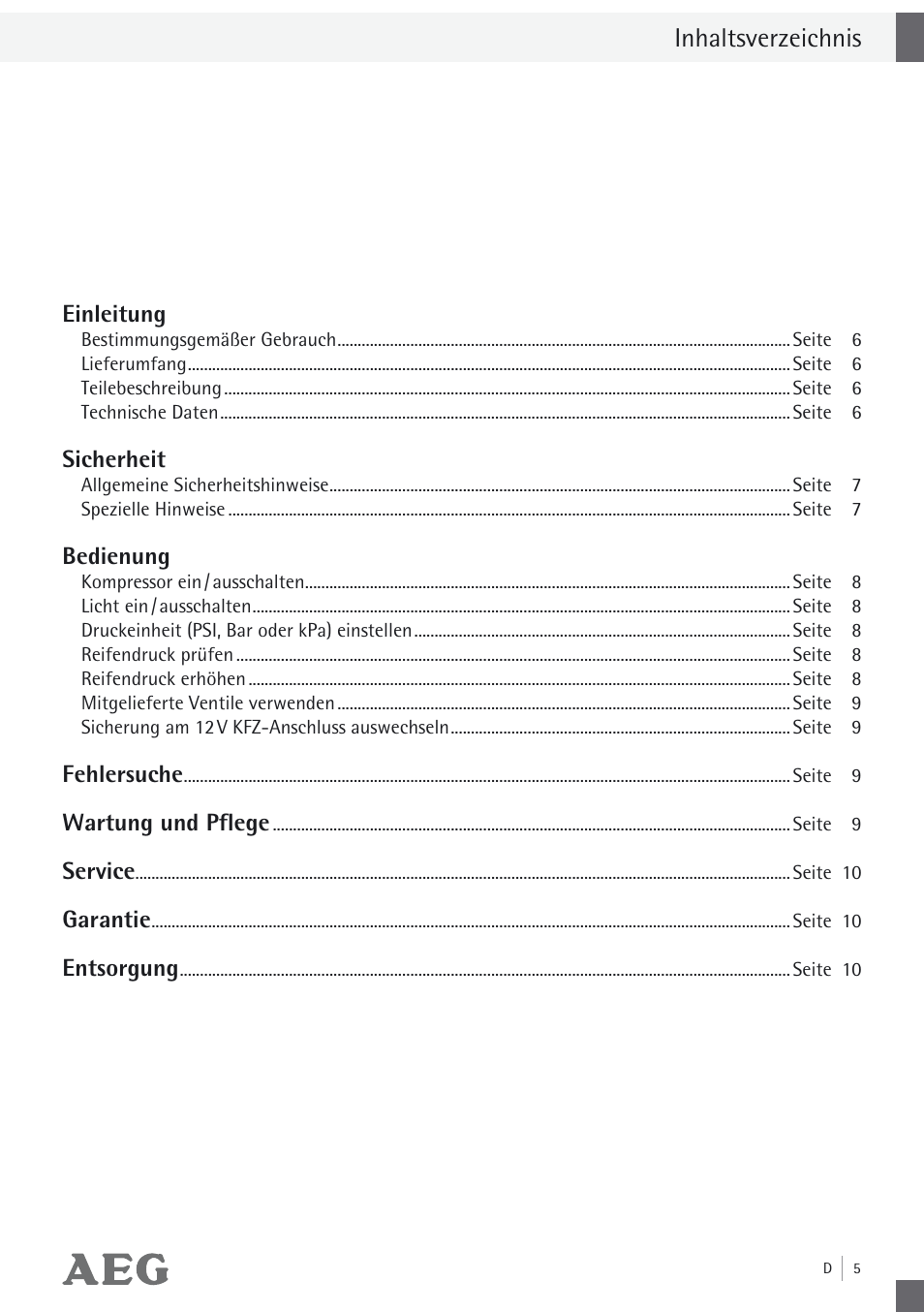 AEG Compressor KD 7.0 User Manual | Page 4 / 23