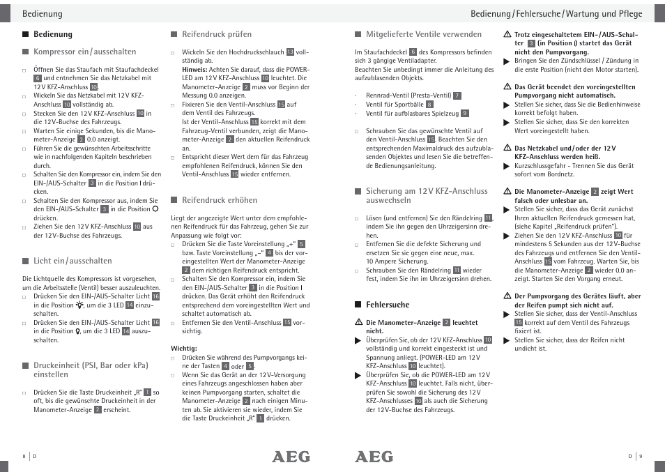 AEG Compressor KD 7.0 User Manual | Page 6 / 23