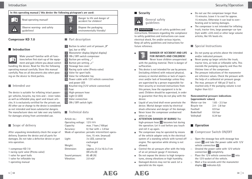 AEG Compressor KD 7.0 User Manual | Page 8 / 23