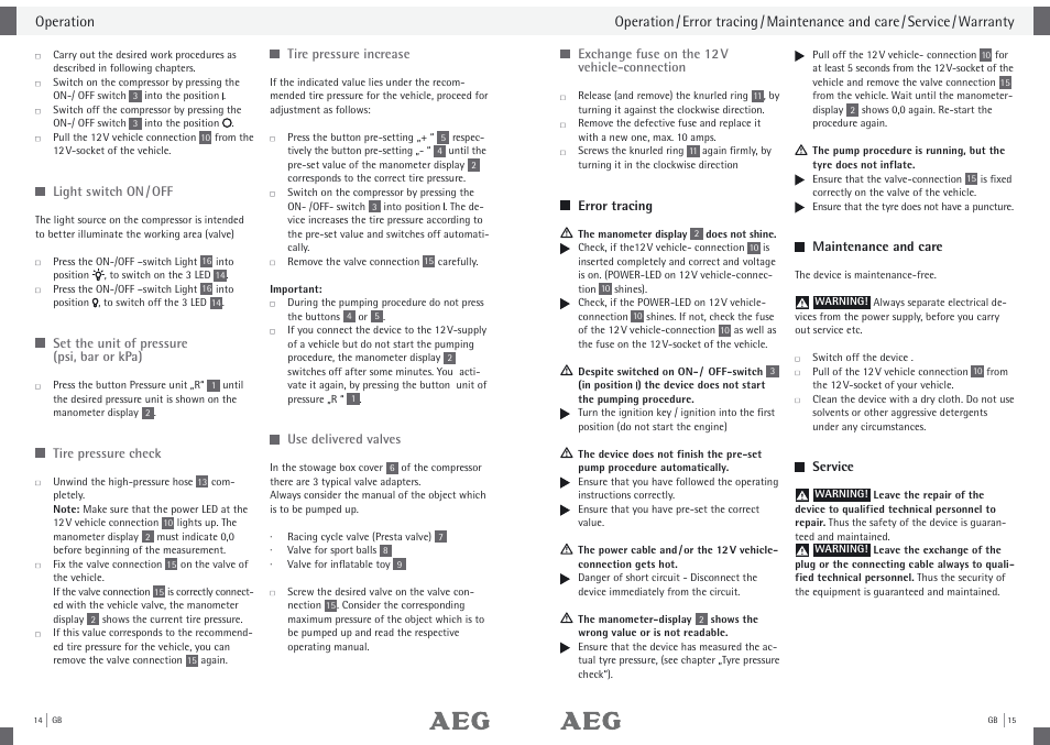 AEG Compressor KD 7.0 User Manual | Page 9 / 23