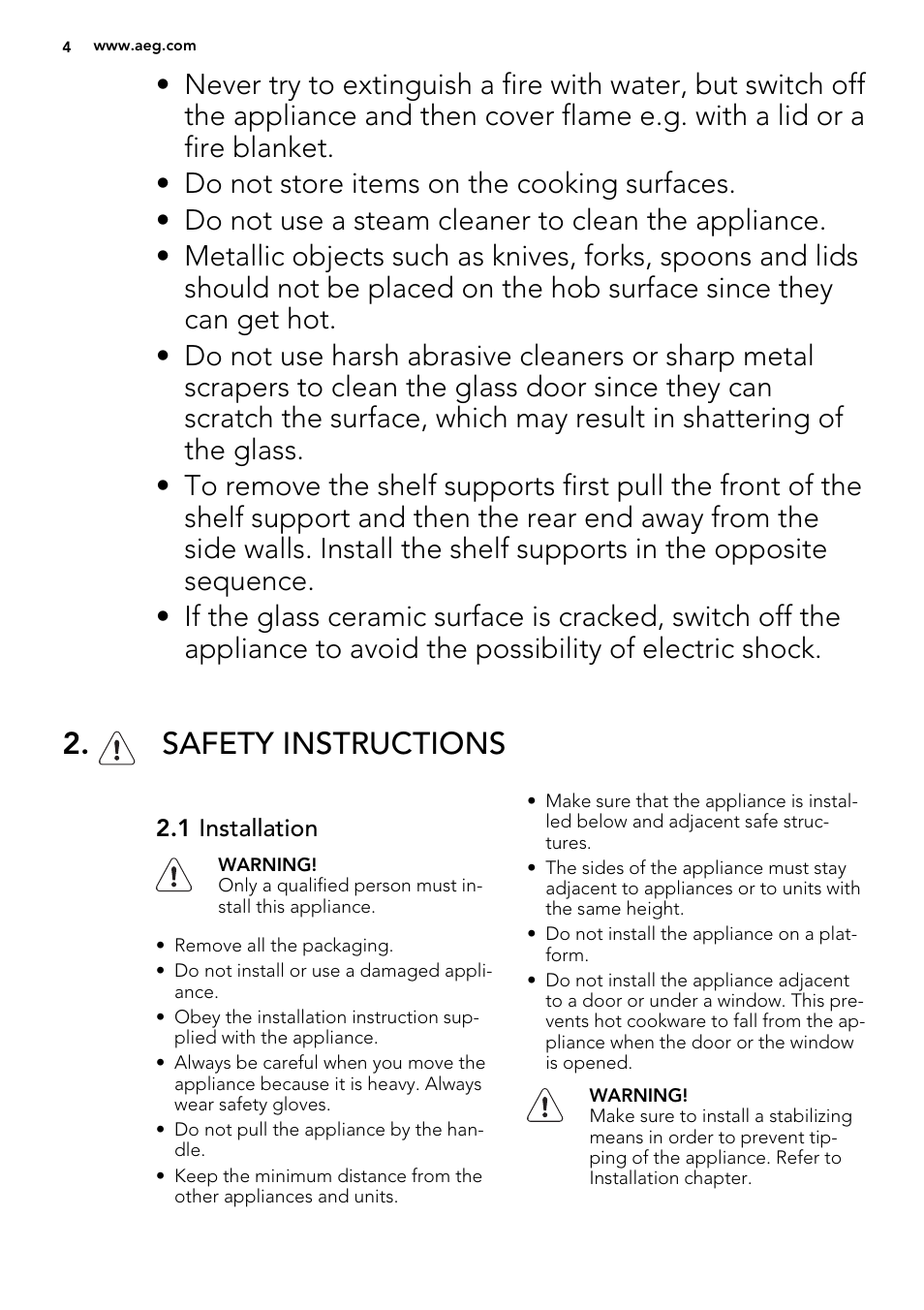 Safety instructions | AEG 49332I-MN User Manual | Page 4 / 40