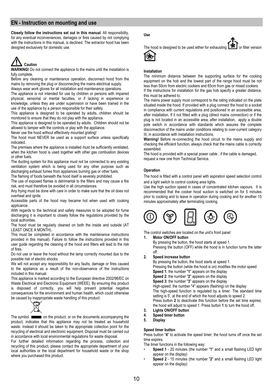 En - instruction on mounting and use | AEG X79283MG0 User Manual | Page 10 / 72