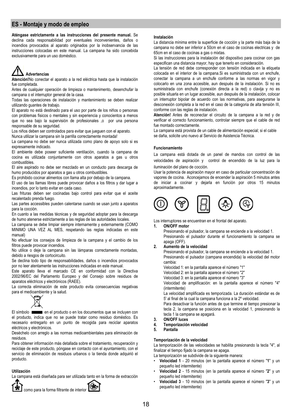 Es - montaje y modo de empleo | AEG X79283MG0 User Manual | Page 18 / 72