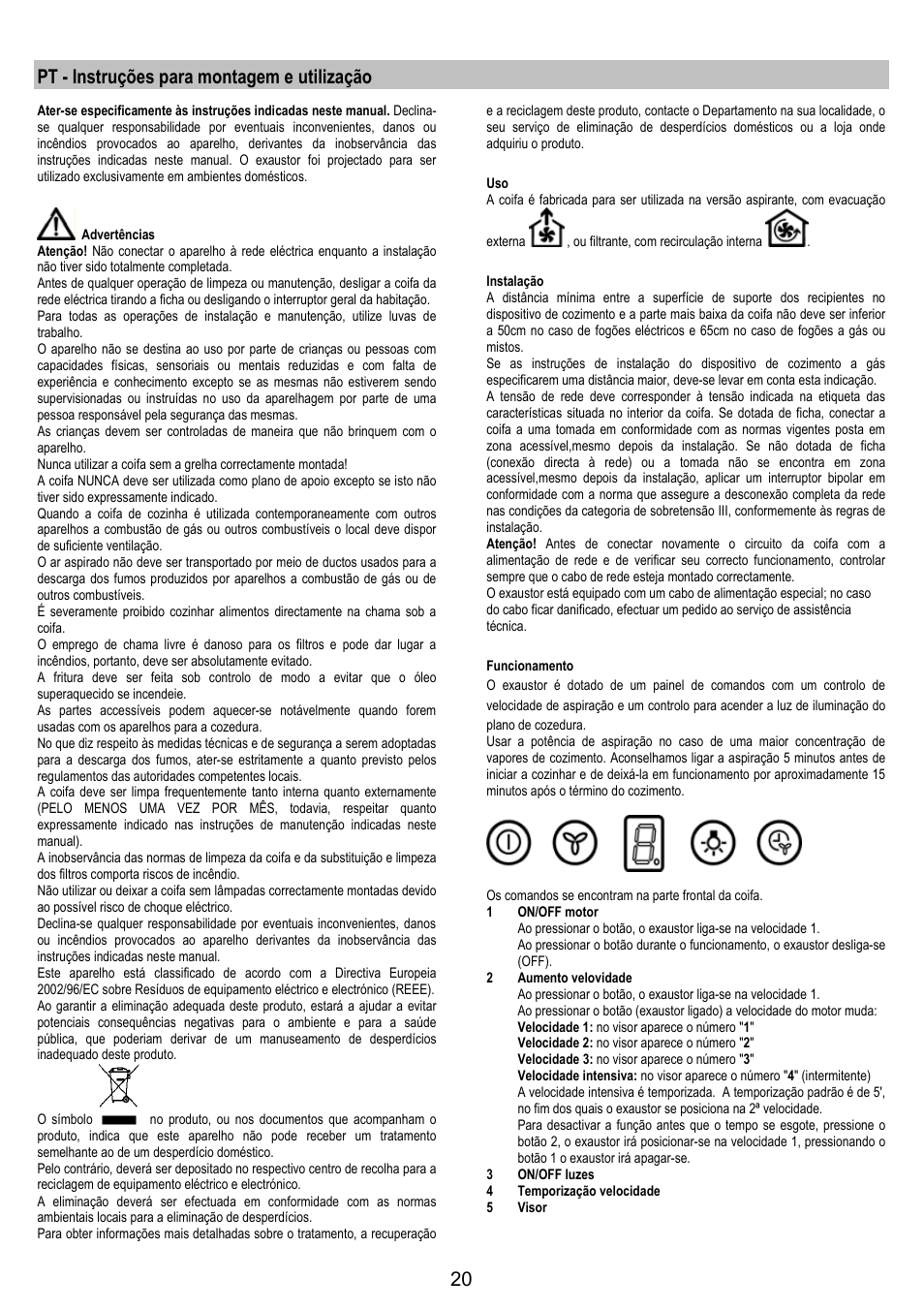 Pt - instruções para montagem e utilização | AEG X79283MG0 User Manual | Page 20 / 72