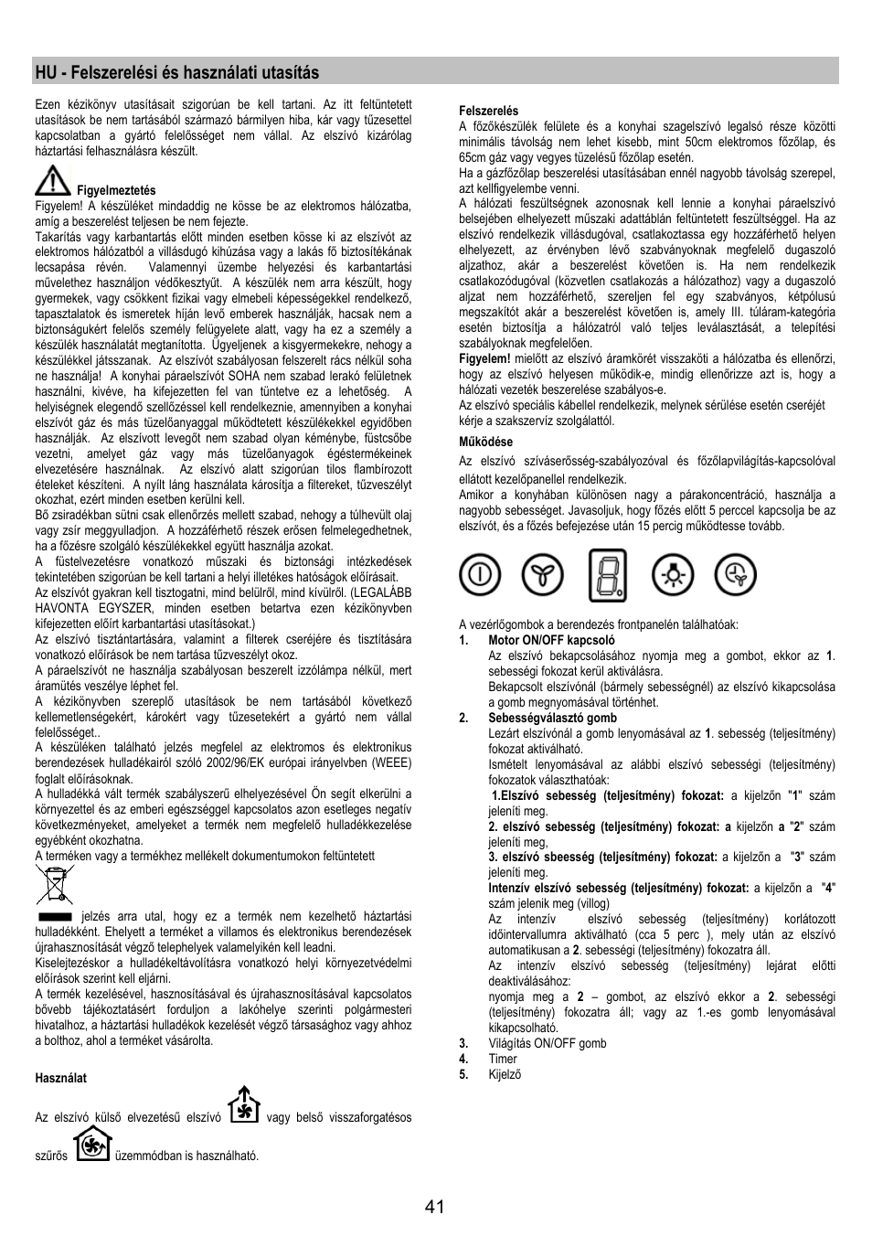 Hu - felszerelési és használati utasítás | AEG X79283MG0 User Manual | Page 41 / 72