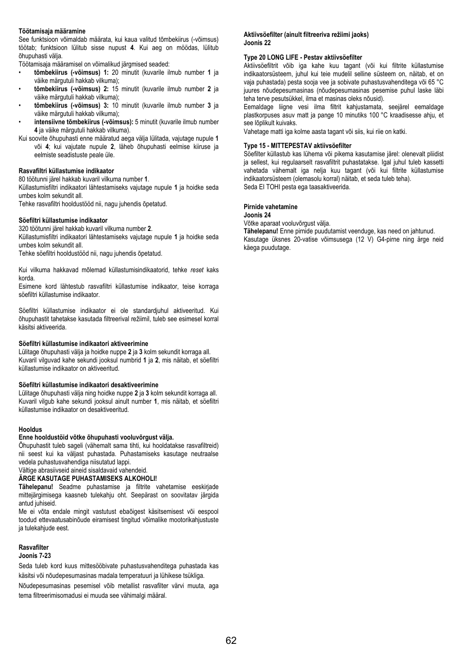 AEG X79283MG0 User Manual | Page 62 / 72