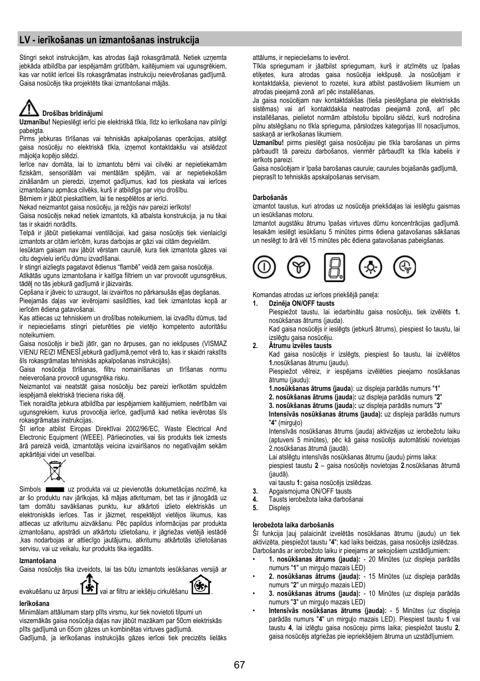 Lv - ierīkošanas un izmantošanas instrukcija | AEG X79283MG0 User Manual | Page 67 / 72