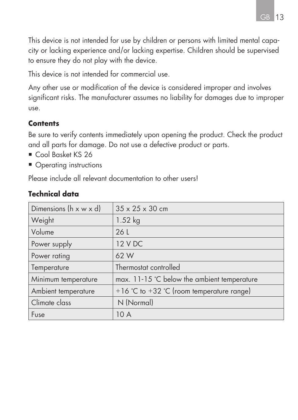 AEG Cooling Basket KS 26 User Manual | Page 13 / 52