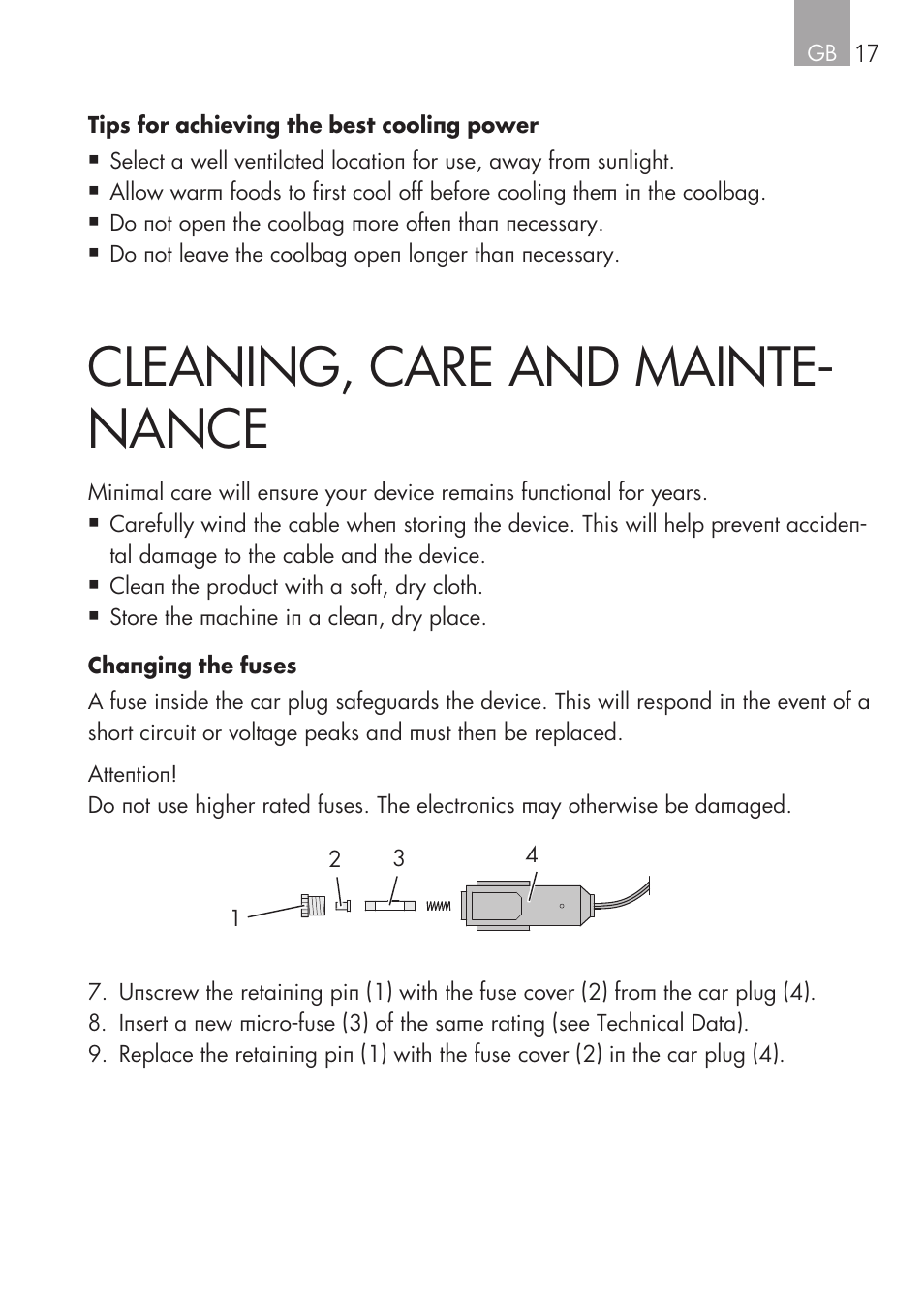 Cleaning, care and mainte- nance | AEG Cooling Basket KS 26 User Manual | Page 17 / 52