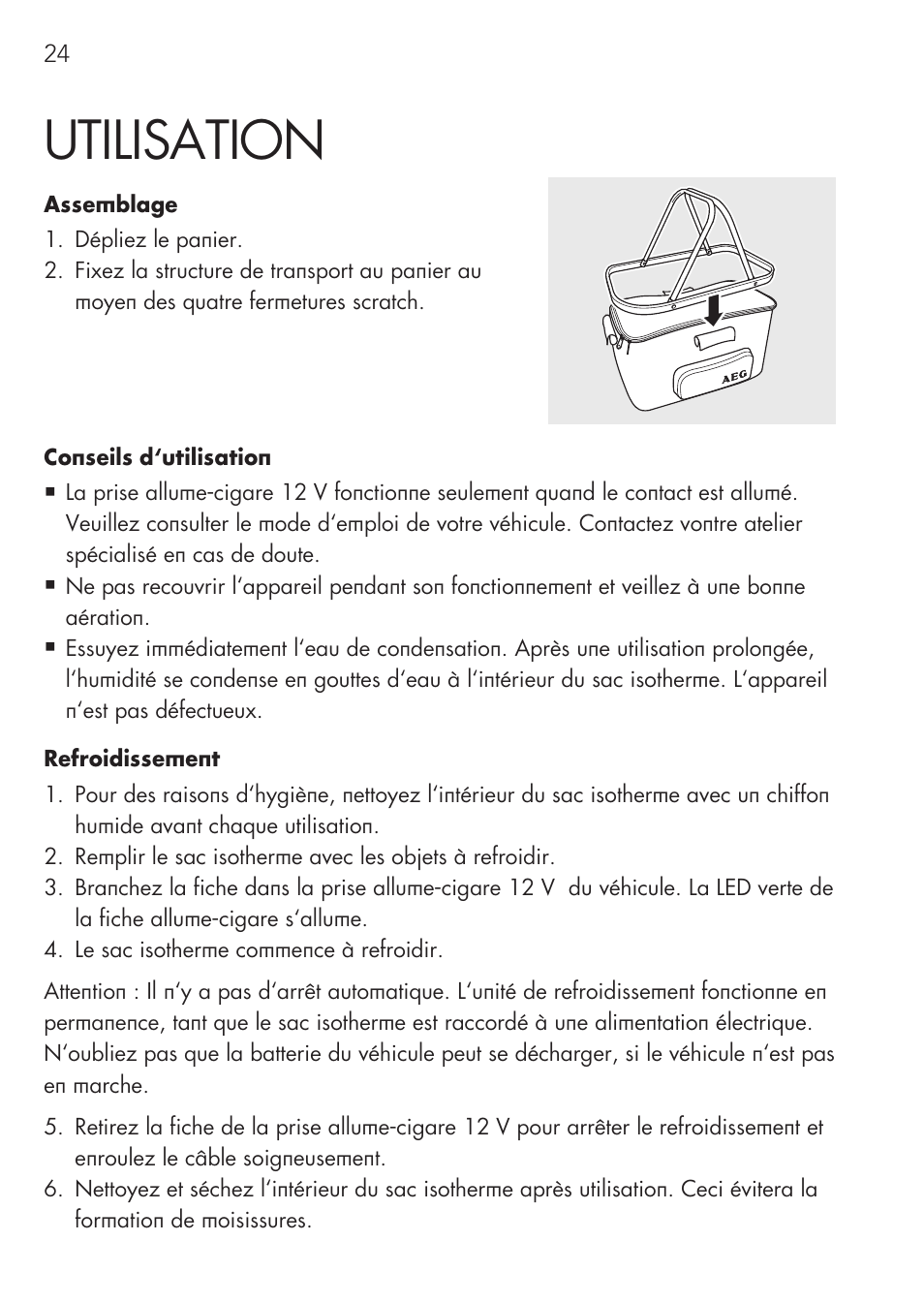 Utilisation | AEG Cooling Basket KS 26 User Manual | Page 24 / 52