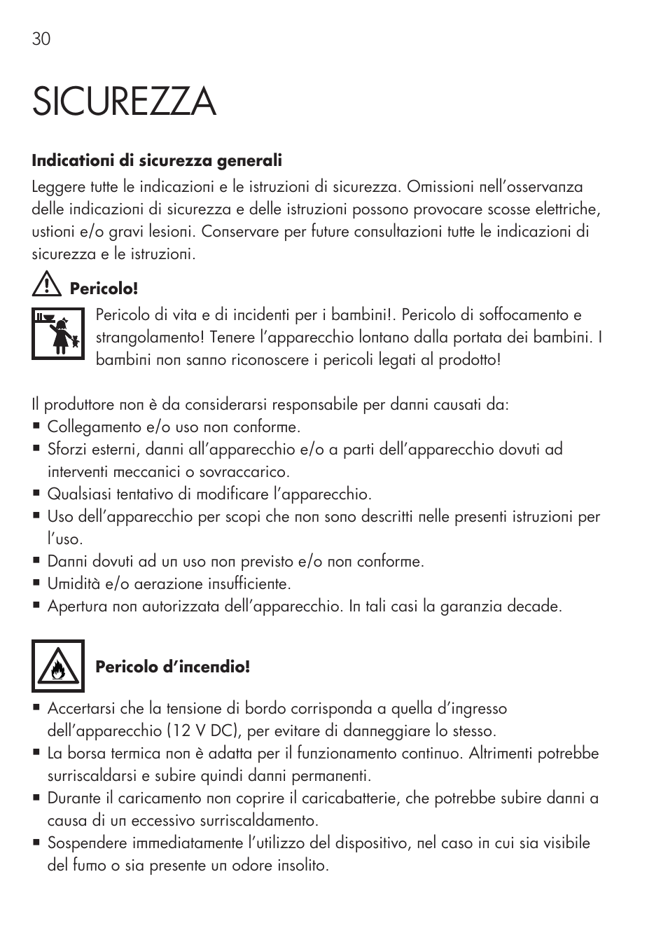 Sicurezza | AEG Cooling Basket KS 26 User Manual | Page 30 / 52