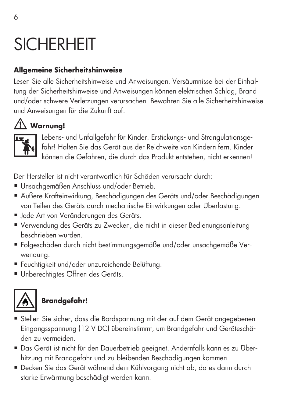 Sicherheit | AEG Cooling Basket KS 26 User Manual | Page 6 / 52