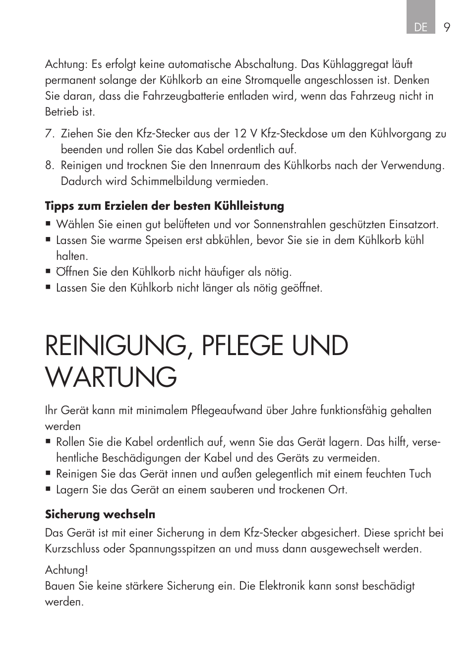 Reinigung, pflege und wartung | AEG Cooling Basket KS 26 User Manual | Page 9 / 52