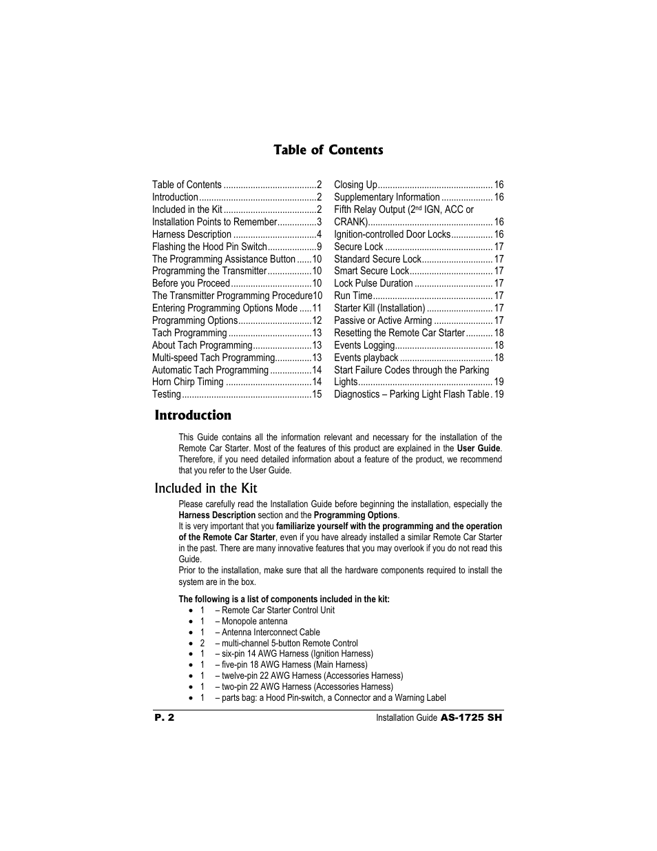 Autostart AS-1725 SH User Manual | Page 2 / 20