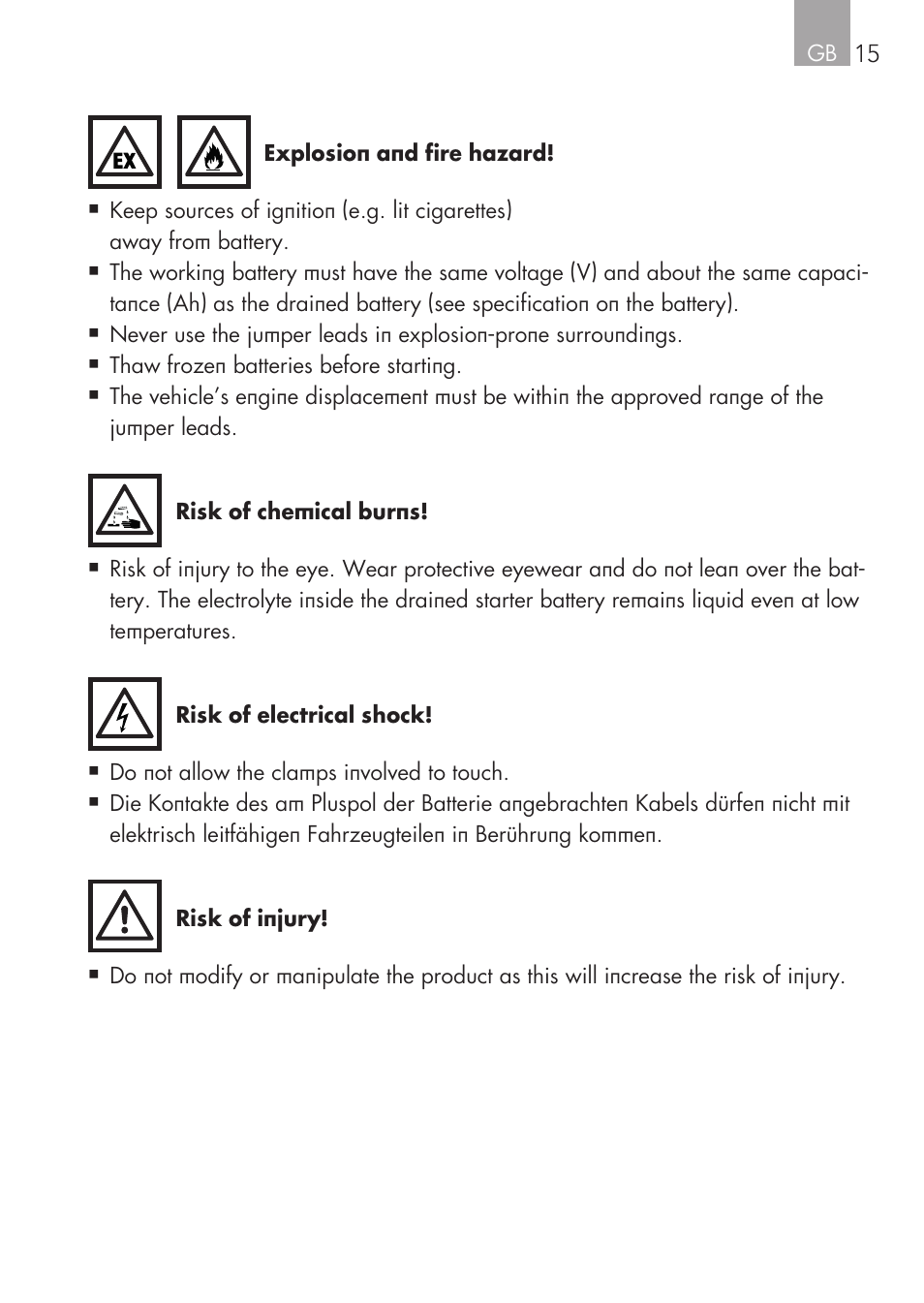 AEG Safety Jumper Leads SP 25 User Manual | Page 15 / 58