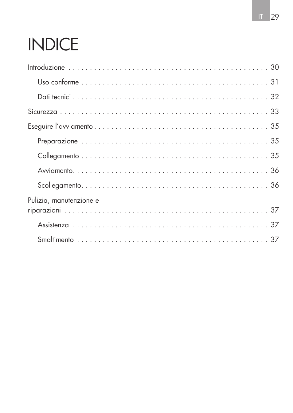 Indice | AEG Safety Jumper Leads SP 25 User Manual | Page 29 / 58