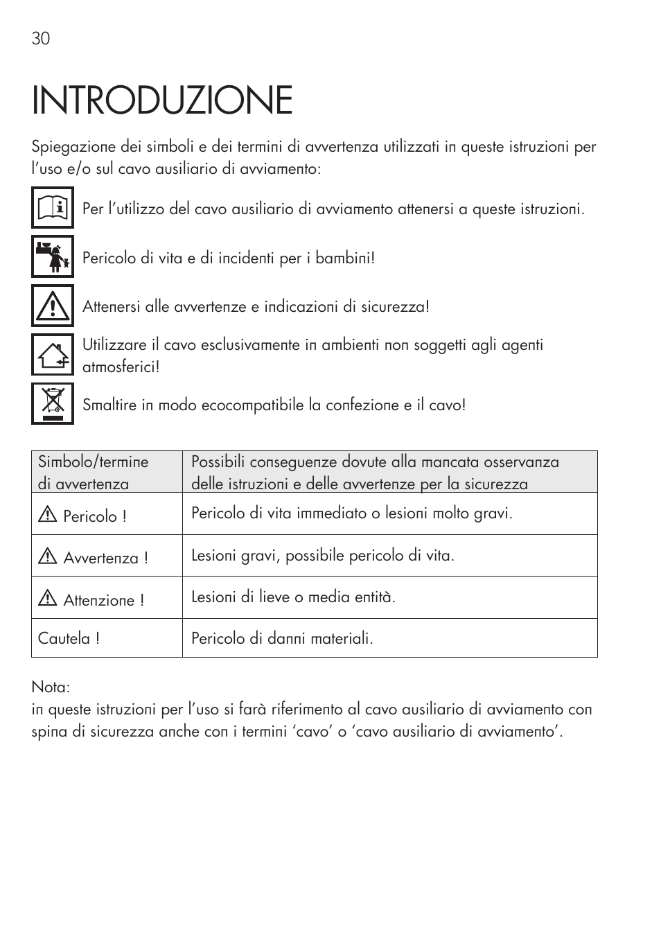 Introduzione | AEG Safety Jumper Leads SP 25 User Manual | Page 30 / 58