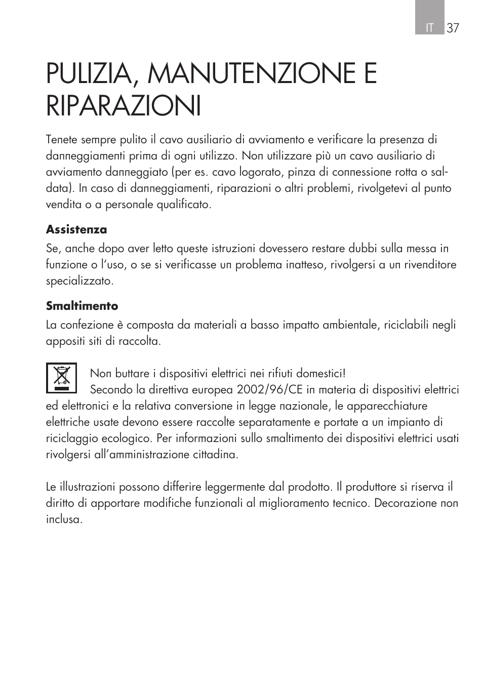 Pulizia, manutenzione e riparazioni | AEG Safety Jumper Leads SP 25 User Manual | Page 37 / 58