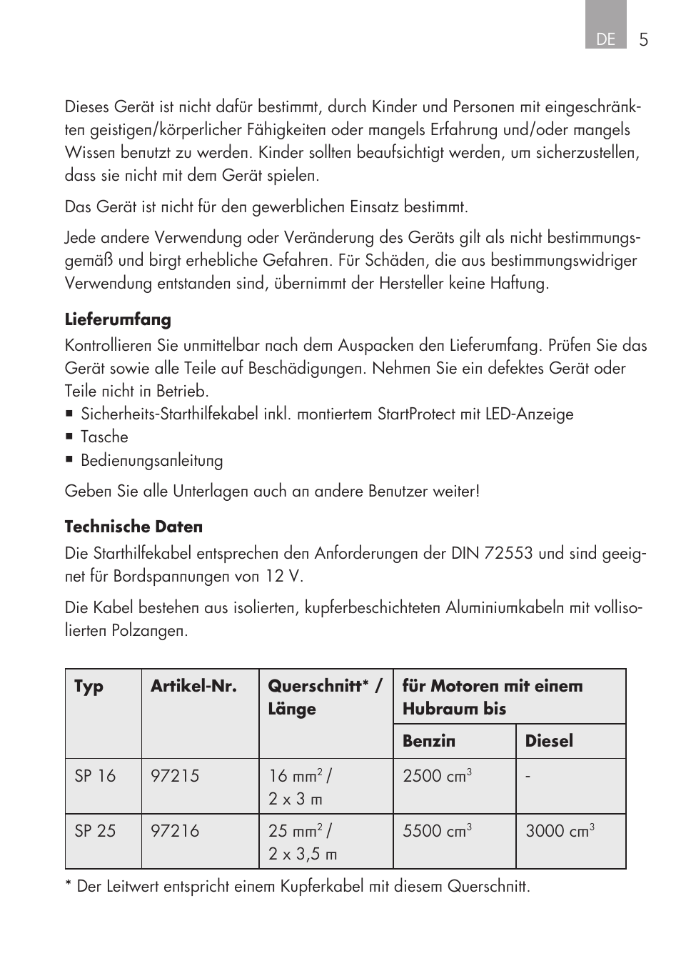 AEG Safety Jumper Leads SP 25 User Manual | Page 5 / 58