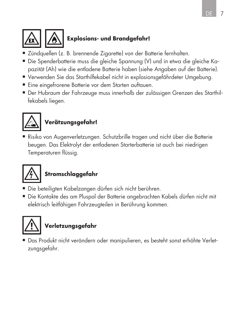 AEG Safety Jumper Leads SP 25 User Manual | Page 7 / 58