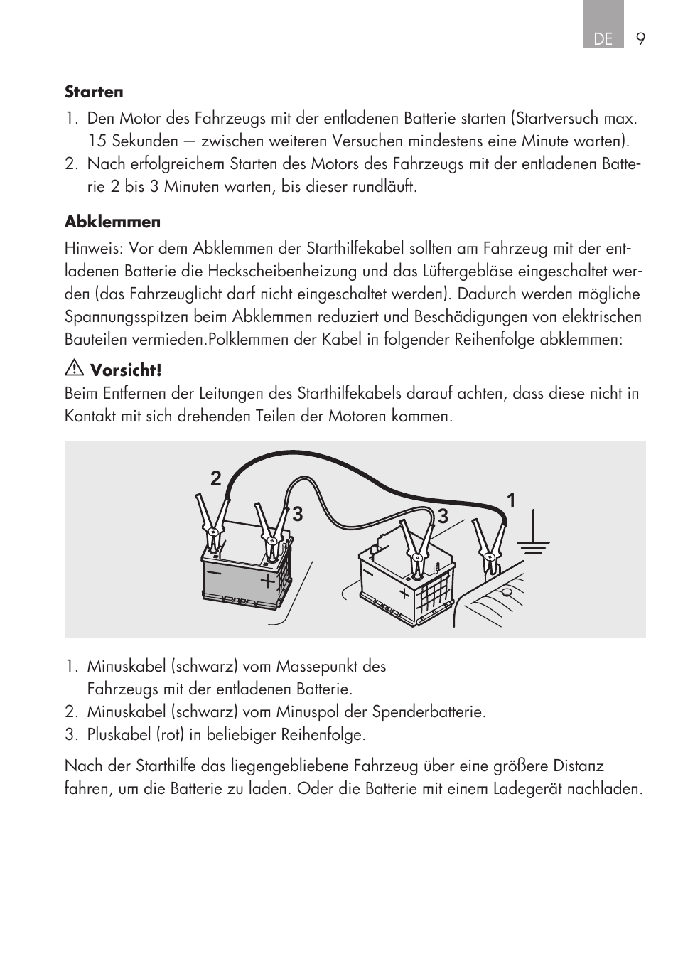 AEG Safety Jumper Leads SP 25 User Manual | Page 9 / 58