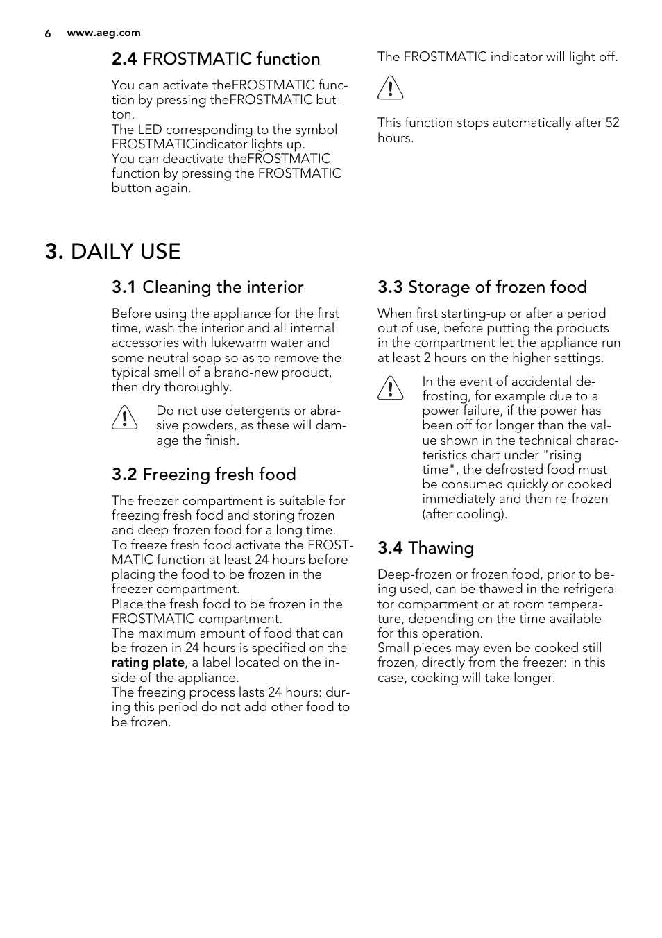 Daily use | AEG SKS58240F0 User Manual | Page 6 / 24