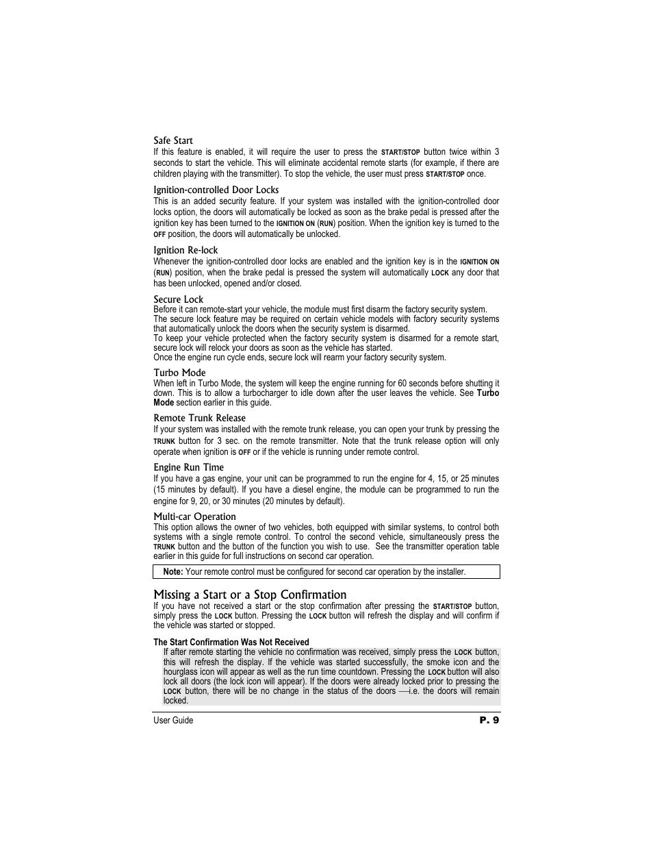 Missing a start or a stop confirmation | Autostart CT-5460TW User Manual | Page 9 / 16