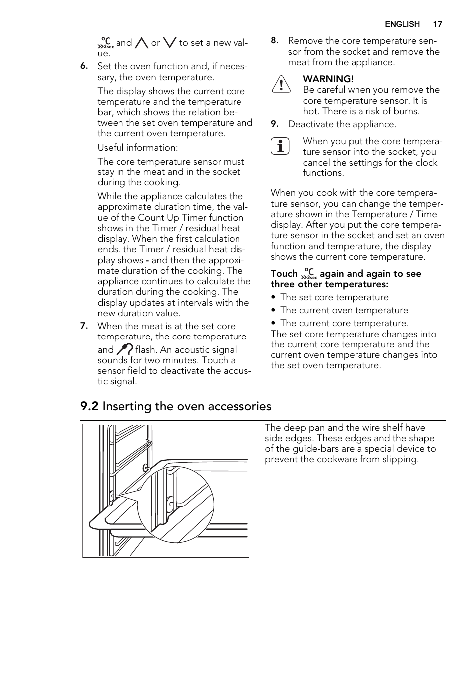 2 inserting the oven accessories | AEG BP8314001M User Manual | Page 17 / 48