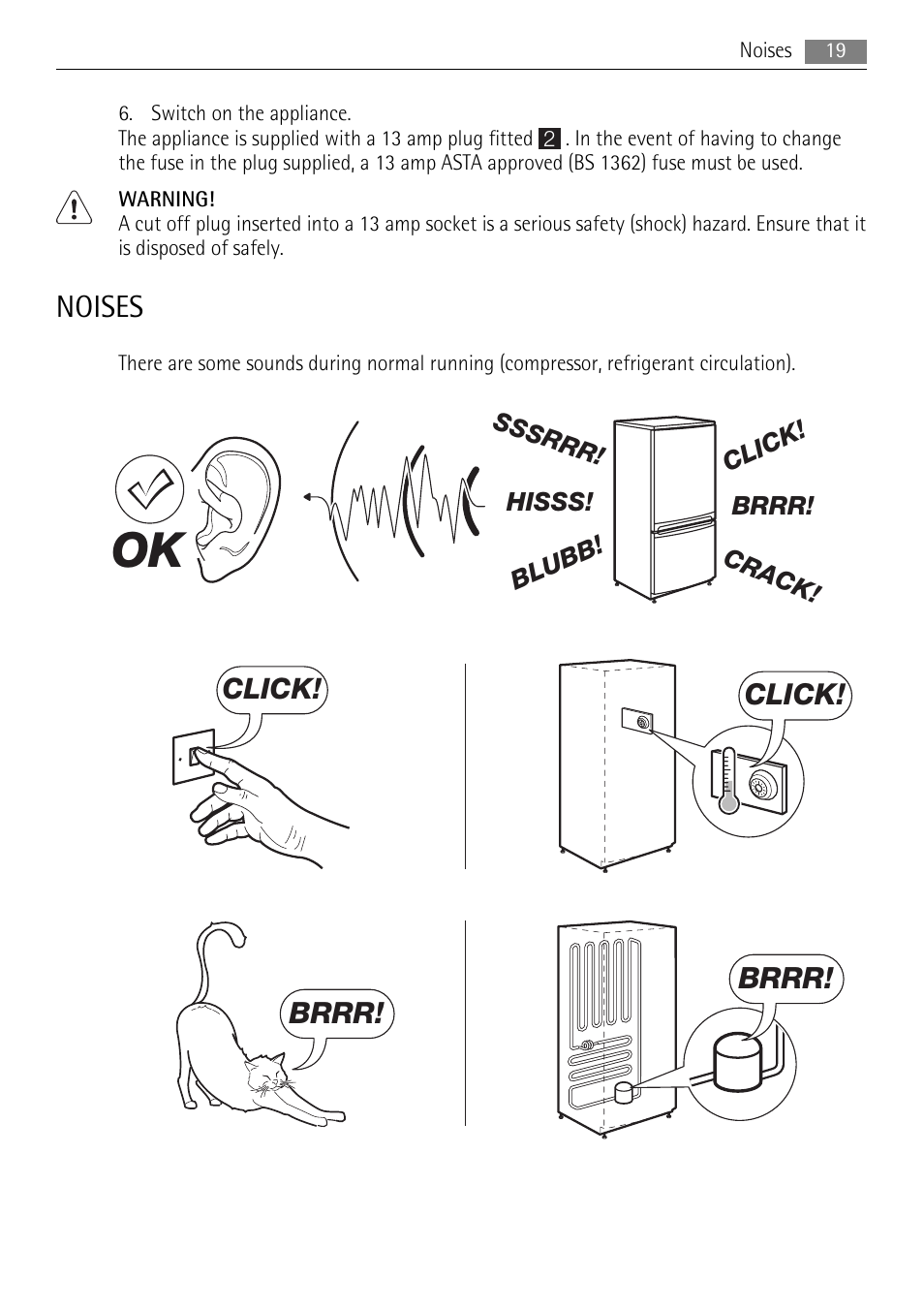 Noises, Click, Brrr | AEG SKD71800F0 User Manual | Page 19 / 24