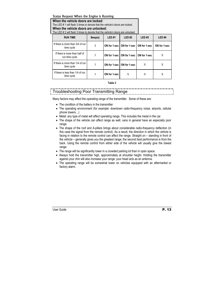 Troubleshooting poor transmitting range | Autostart Two-Way Led Transmission Remote Starter User Manual | Page 13 / 14