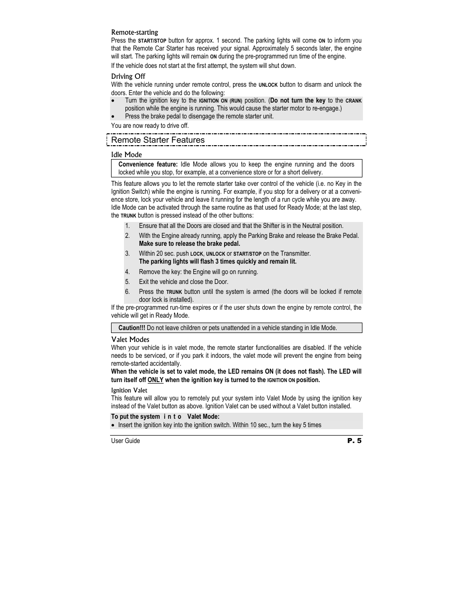 Remote starter features | Autostart Two-Way Led Transmission Remote Starter User Manual | Page 5 / 14