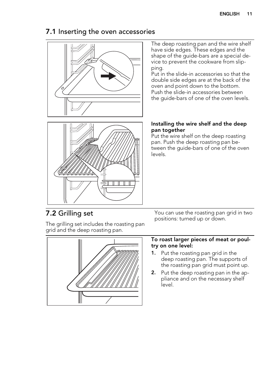 1 inserting the oven accessories, 2 grilling set | AEG NC7003000M User Manual | Page 11 / 28