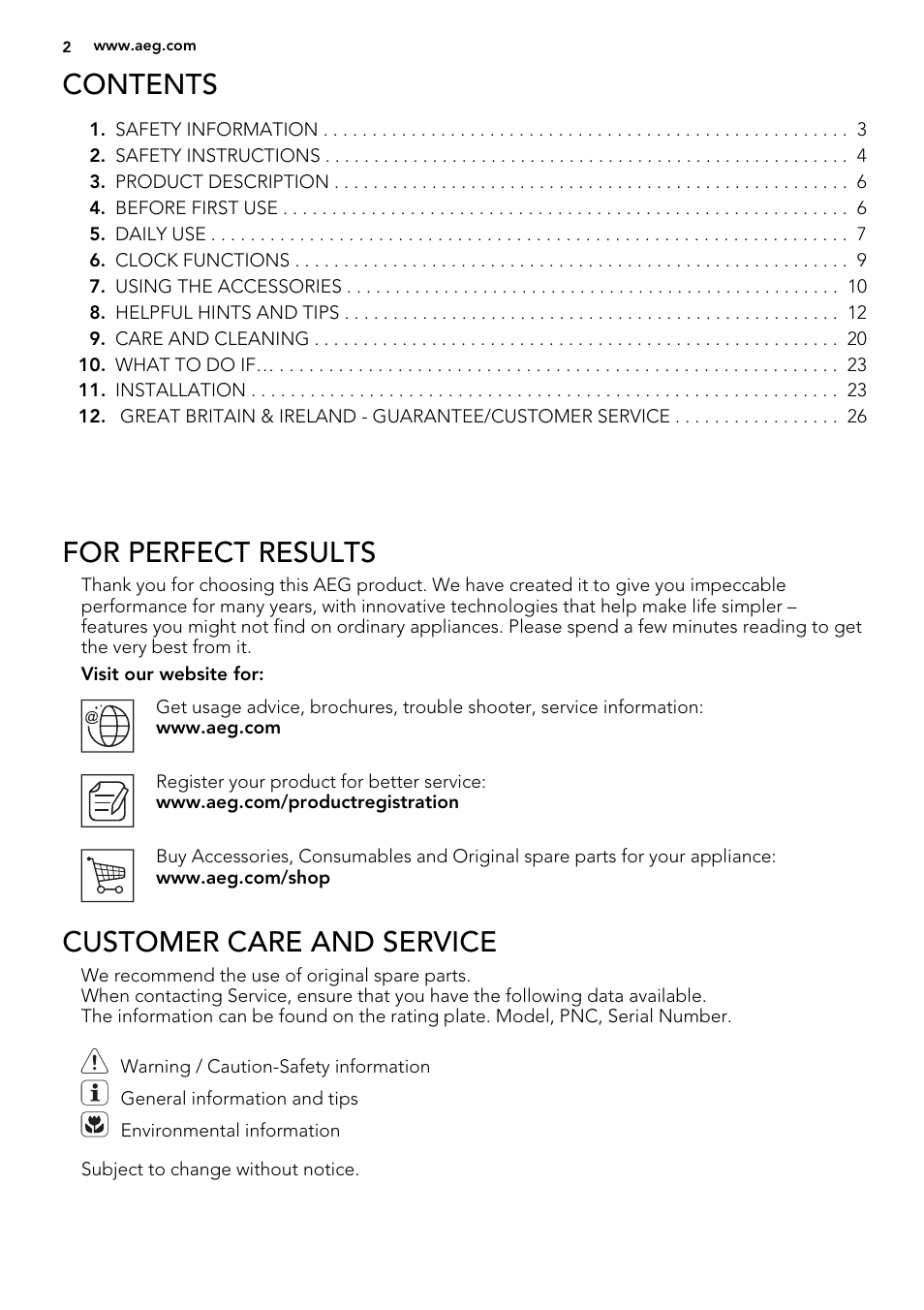 AEG NC7003000M User Manual | Page 2 / 28