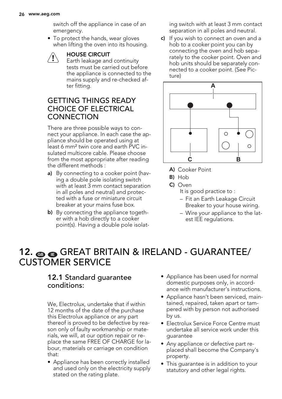 1 standard guarantee conditions | AEG NC7003000M User Manual | Page 26 / 28
