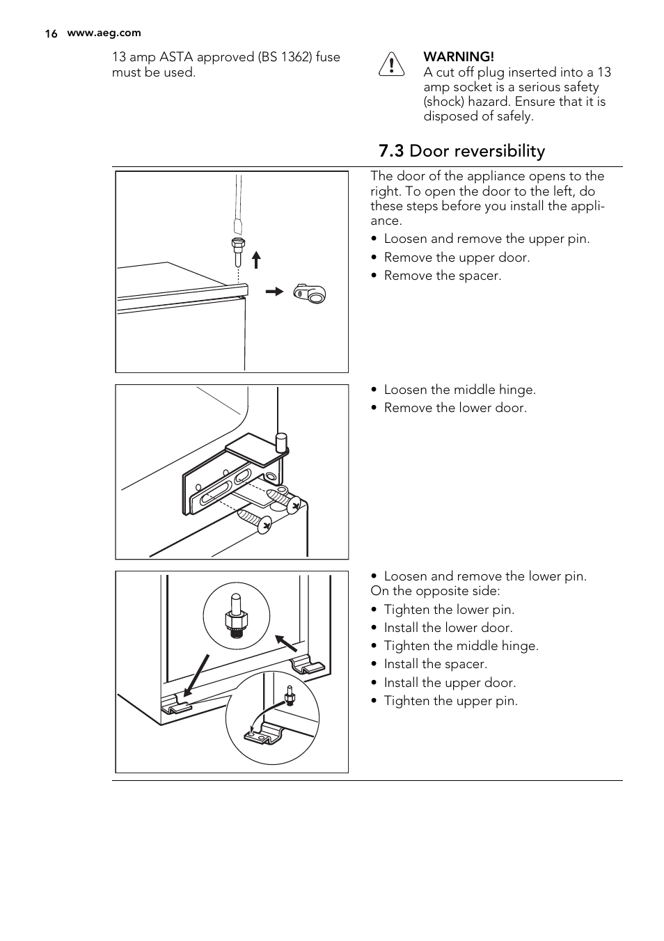3 door reversibility | AEG SCT81900S0 User Manual | Page 16 / 28