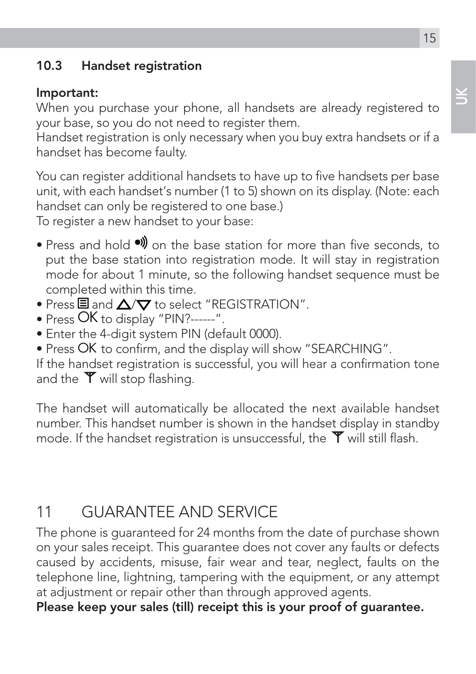 11 guarantee and service | AEG Voxtel D500 User Manual | Page 15 / 140