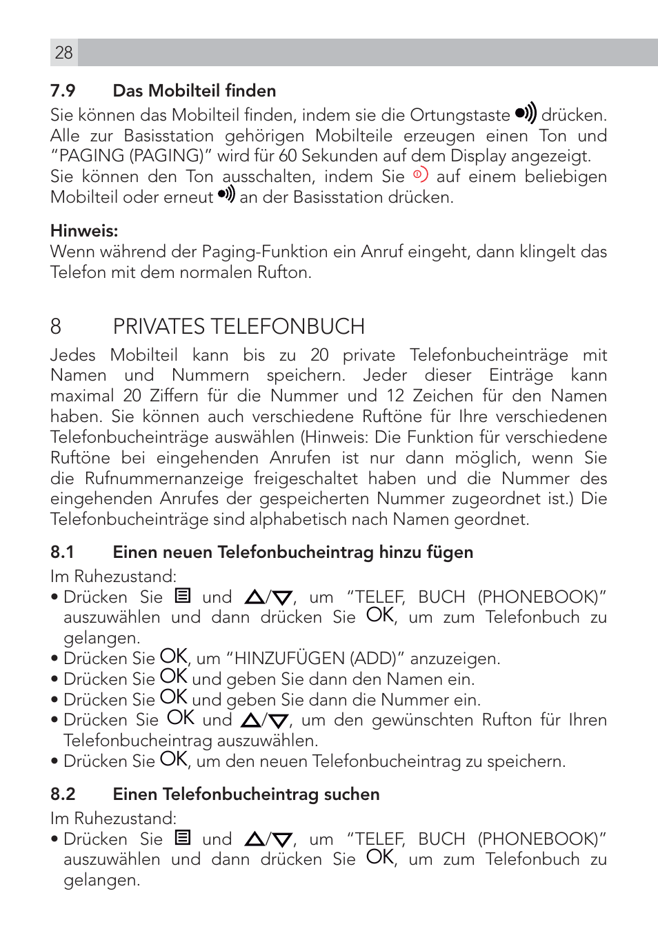 8 privates telefonbuch | AEG Voxtel D500 User Manual | Page 28 / 140