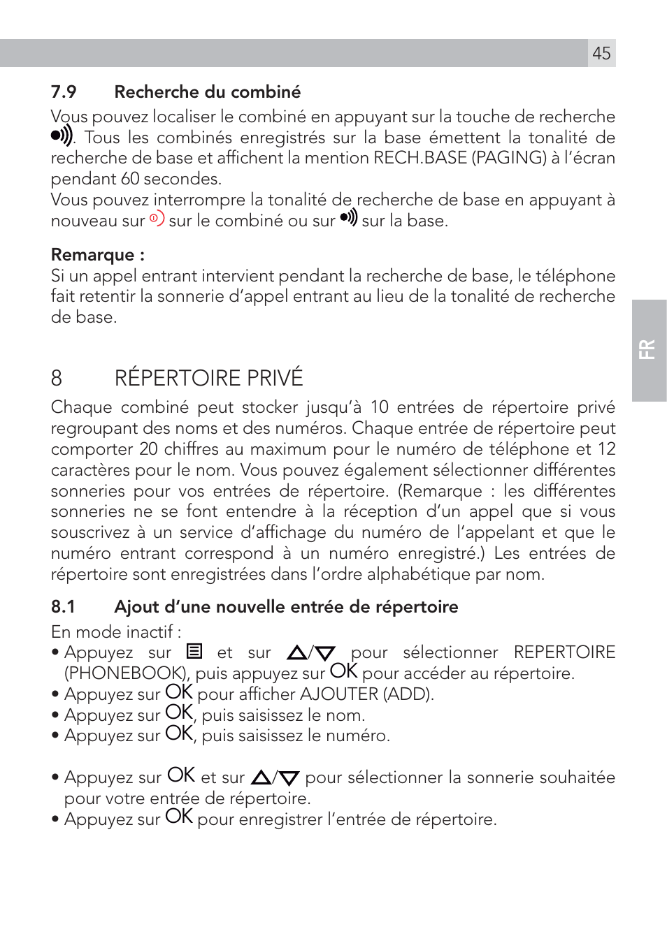8 répertoire privé | AEG Voxtel D500 User Manual | Page 45 / 140