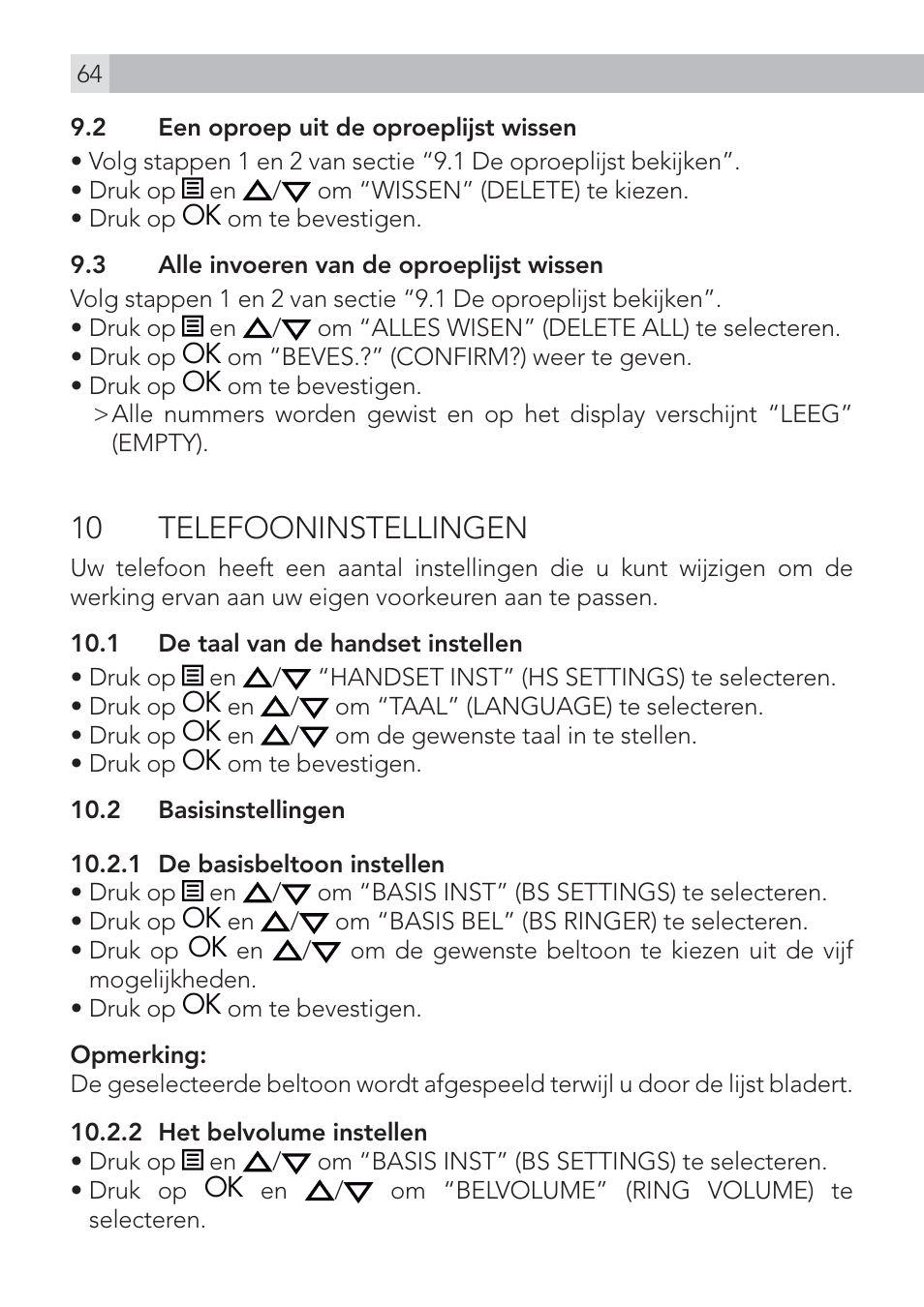 10 telefooninstellingen | AEG Voxtel D500 User Manual | Page 64 / 140