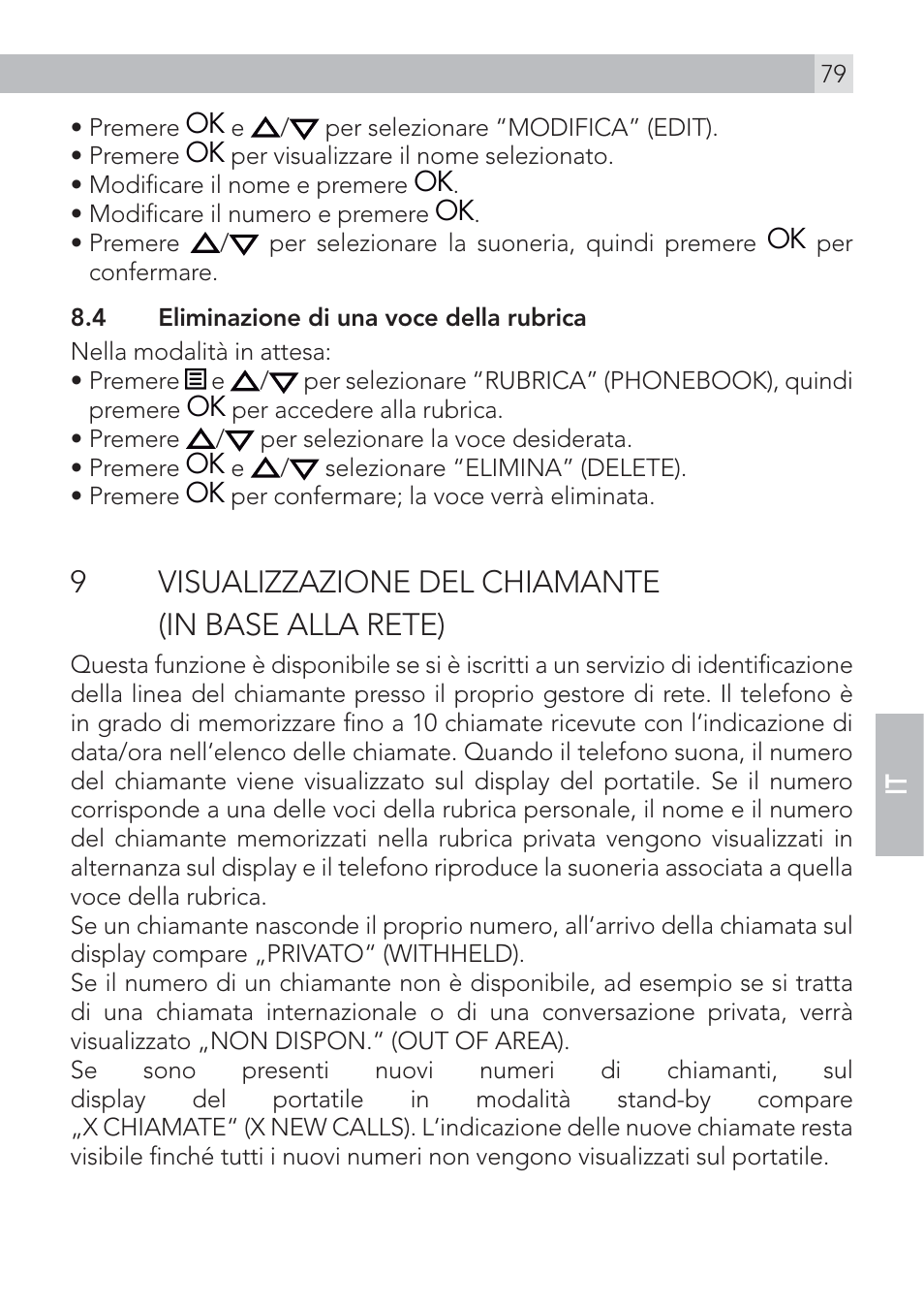 9visualizzazione del chiamante (in base alla rete) | AEG Voxtel D500 User Manual | Page 79 / 140