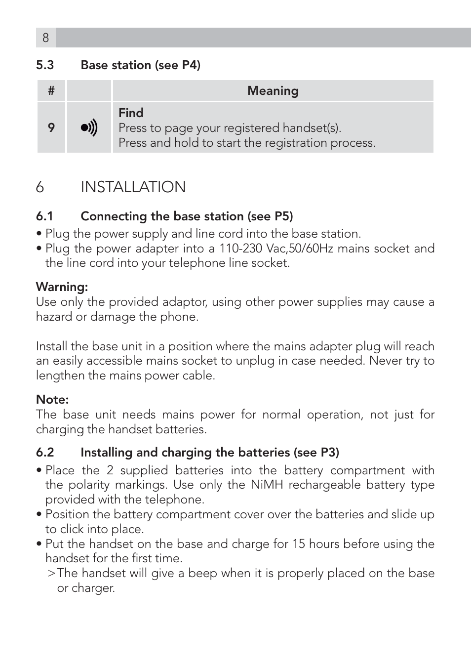 6 installation | AEG Voxtel D500 User Manual | Page 8 / 140