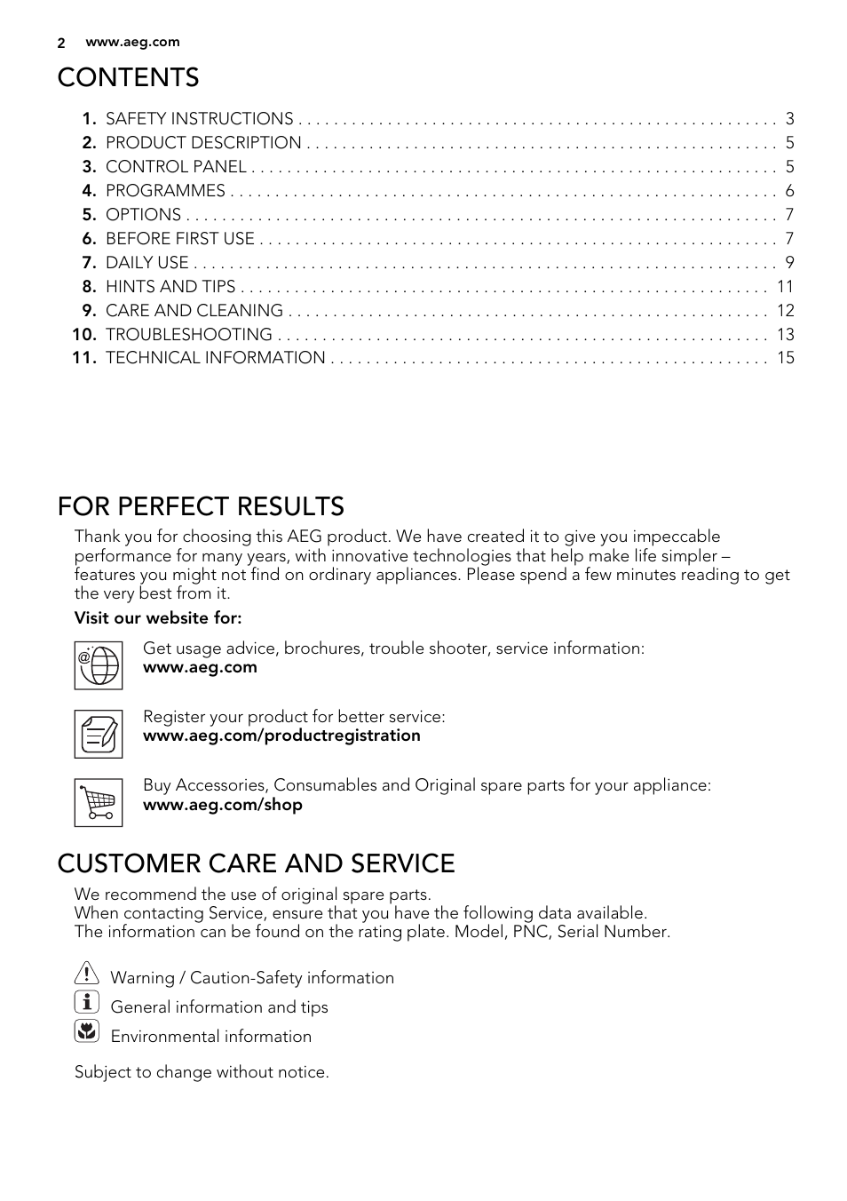 AEG F77012M0P User Manual | Page 2 / 16
