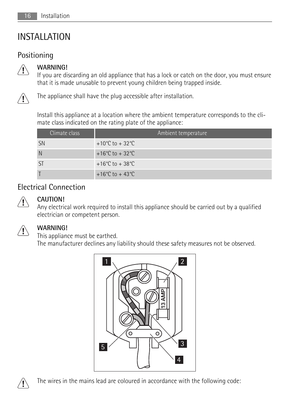 Installation, Positioning, Electrical connection | AEG SKS78800F0 User Manual | Page 16 / 20
