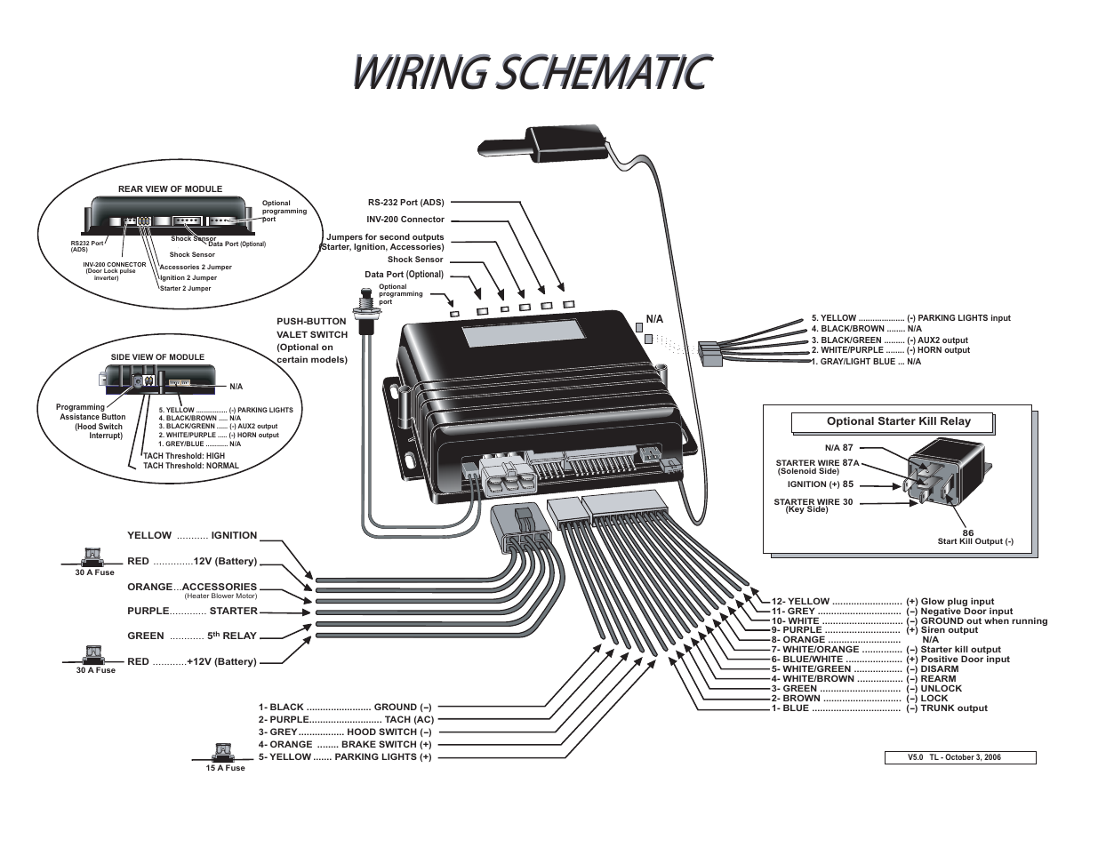 Wiring schematic | Autostart One-way Automatic Transmission Remote Starter with Full Alarm System User Manual | Page 4 / 4
