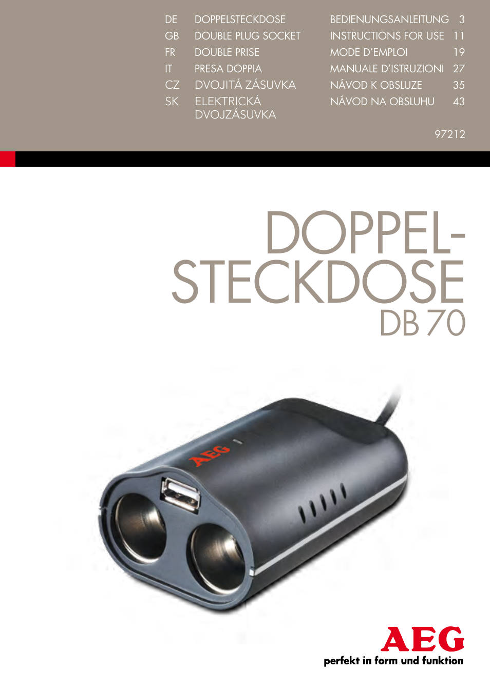 AEG DOUBLE PLUG SOCKET DB 70 User Manual | 54 pages