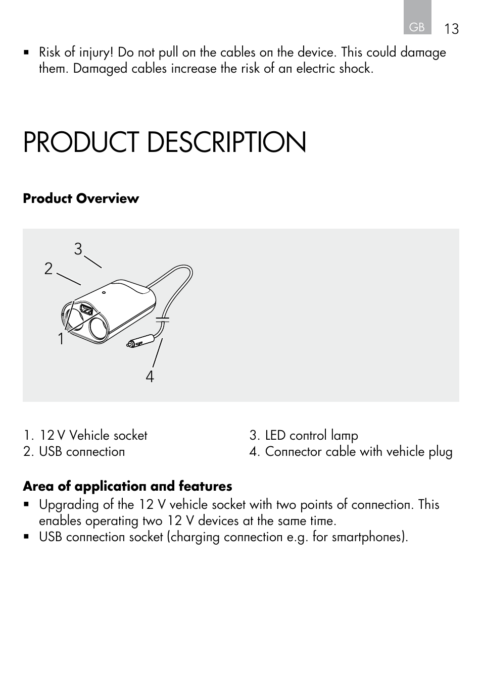 Product description | AEG DOUBLE PLUG SOCKET DB 70 User Manual | Page 13 / 54