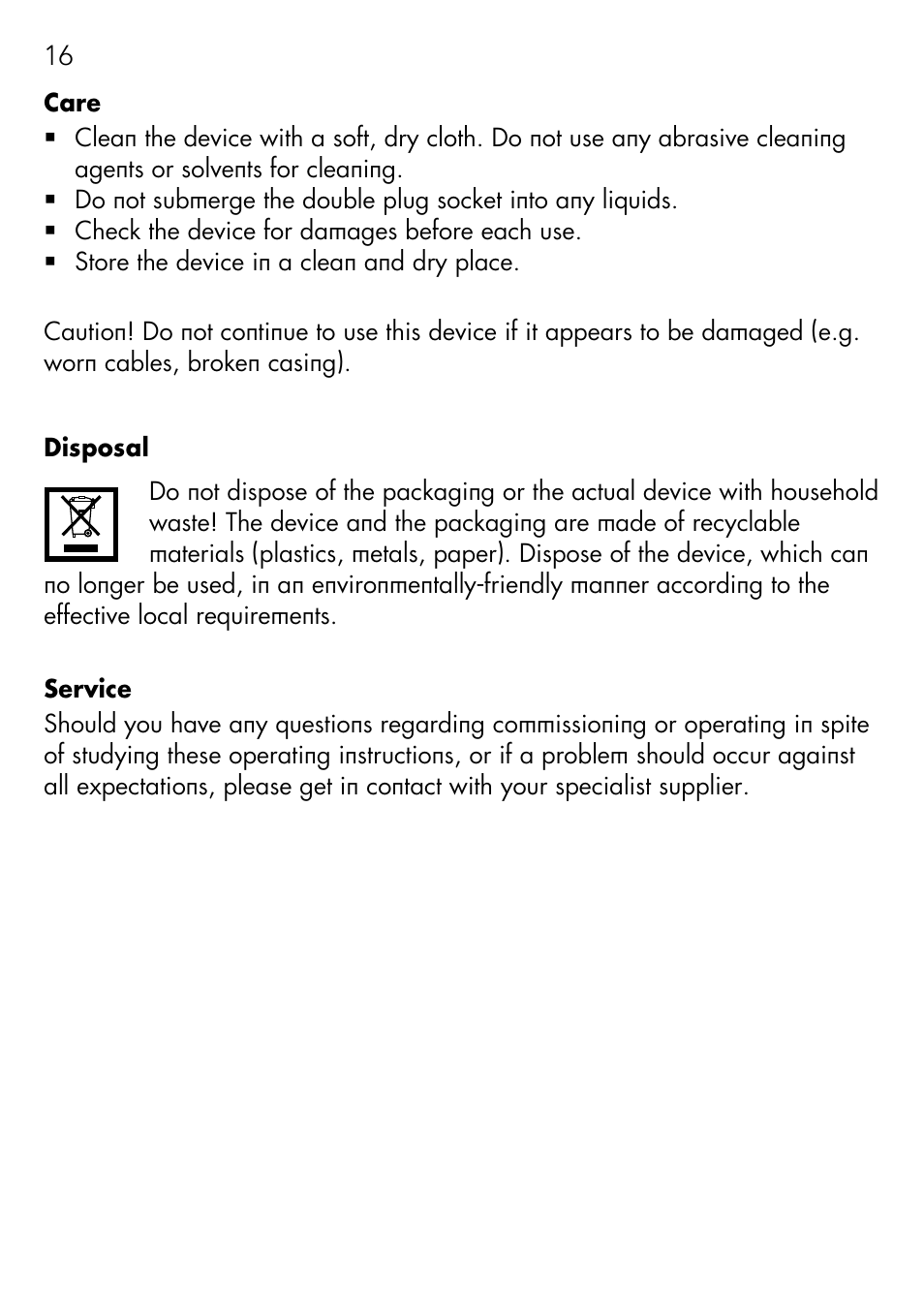 AEG DOUBLE PLUG SOCKET DB 70 User Manual | Page 16 / 54